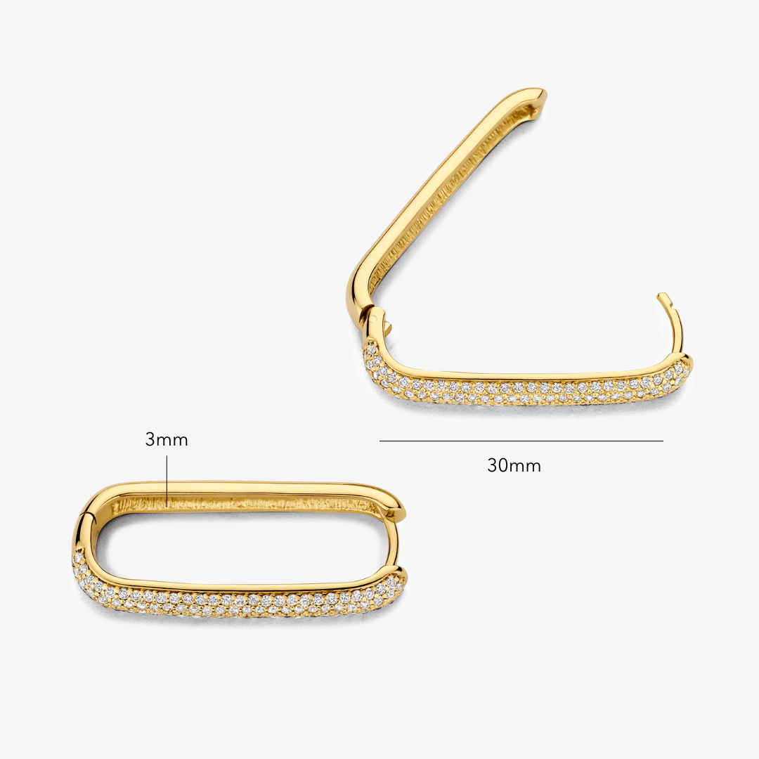 Helisent | Gold Pave Hoop Earrings in first_variant_option1 | Elegant Women&