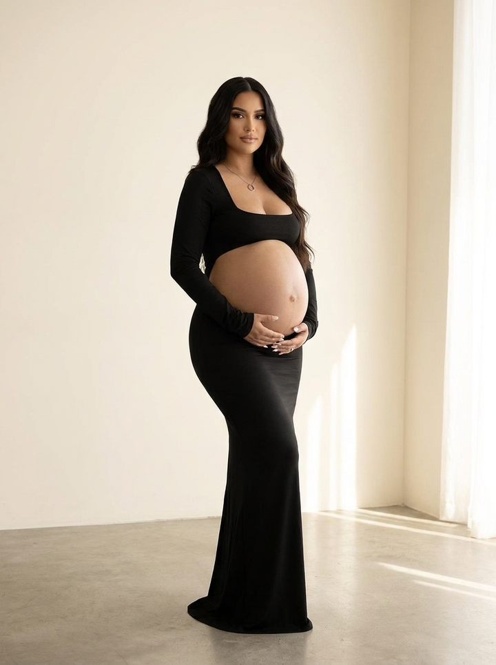 Audrey | Cut-Out Long Sleeve Maternity Maxi Dress