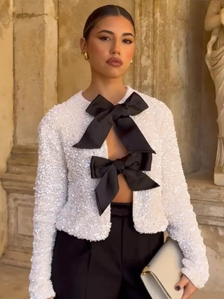 Imani | Sparkly Bow Top in first_variant_option1 | Elegant Women&