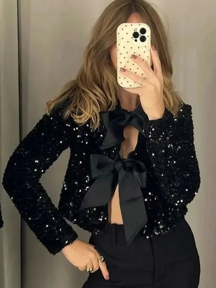 Imani | Sparkly Bow Top in first_variant_option1 | Elegant Women&