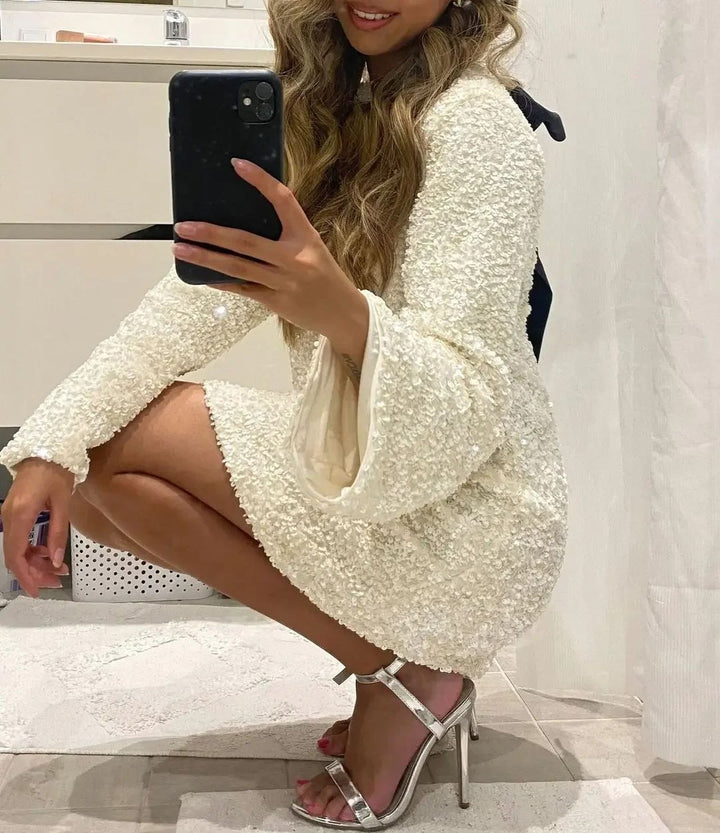 Izzy | Sequin Bow Dress in first_variant_option1 | Elegant Women&