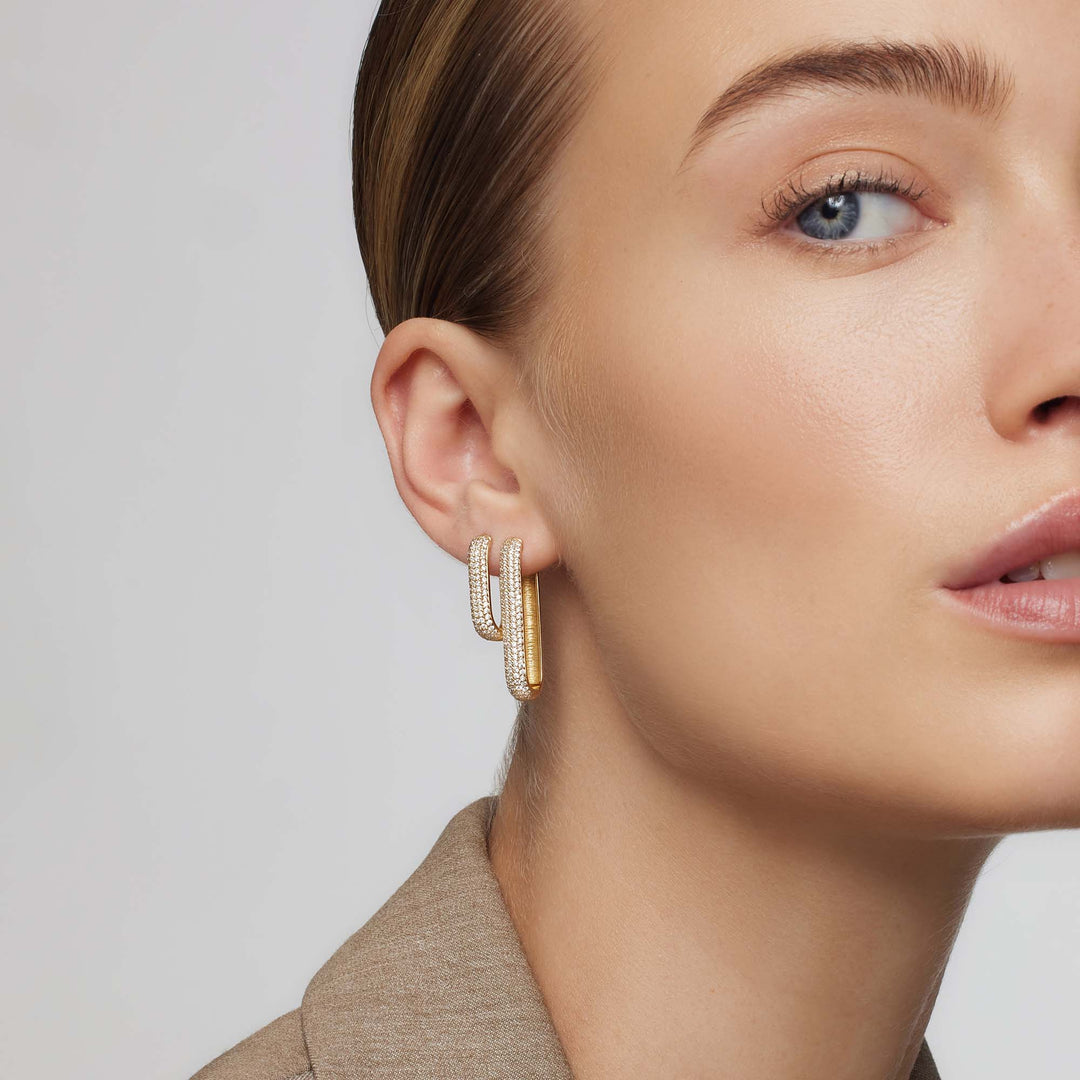 Jenavive | Sparkling Gold Hoops in first_variant_option1 | Elegant Women&