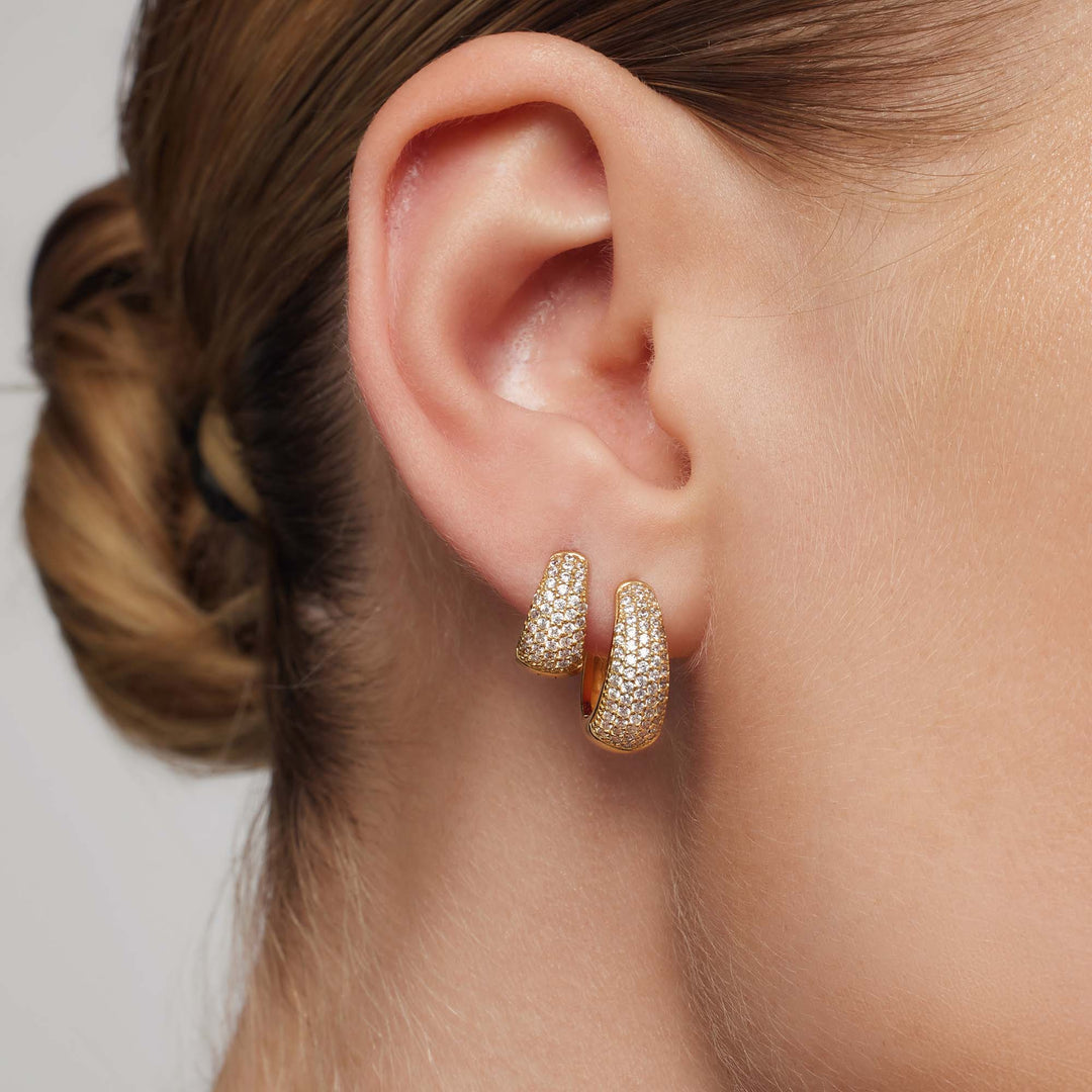 Joscelyne | Shimmering Pavé Hoops in first_variant_option1 | Elegant Women&