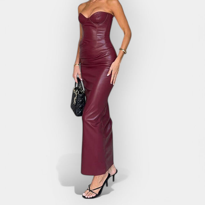 Juliana | Midi Leather Dress in first_variant_option1 | Elegant Women&