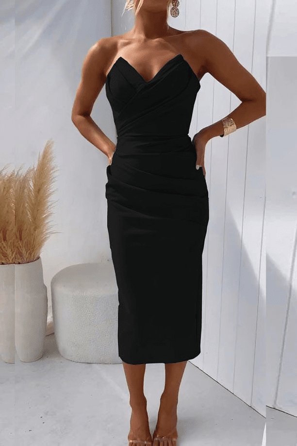 Juno | Flattering Draped Dress in first_variant_option1 | Elegant Women&