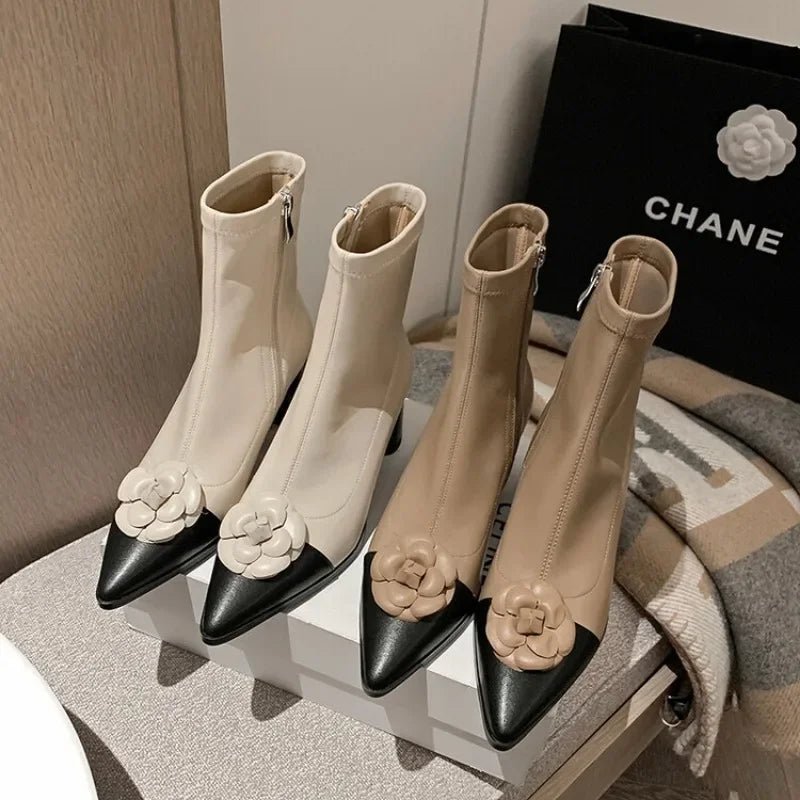 Kamryn | Floral - Tipped Boots in first_variant_option1 | Elegant Women&