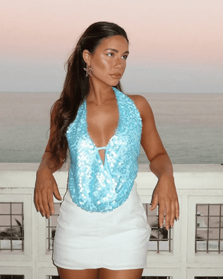 Keladry | Azure Drape Top in first_variant_option1 | Elegant Women&