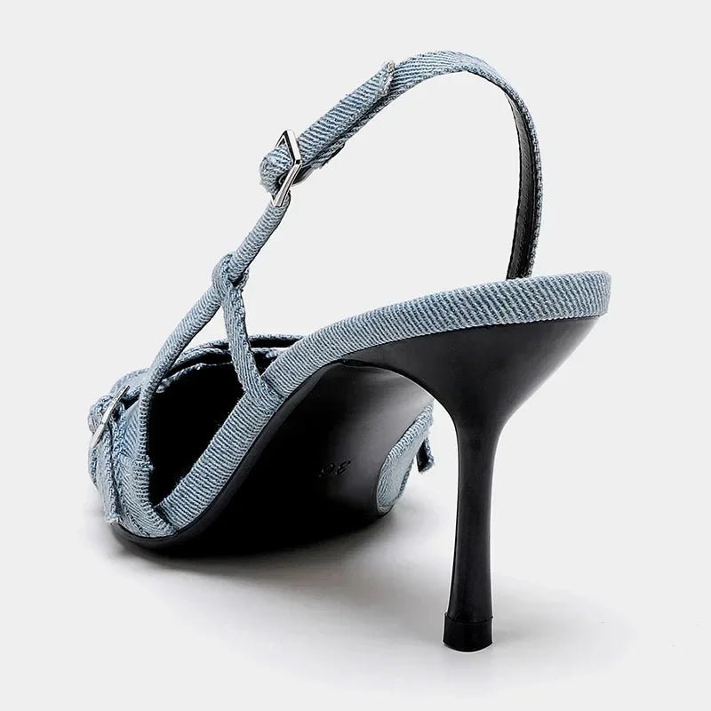 Kendall | Pointed Denim Stilettos in first_variant_option1 | Elegant Women&