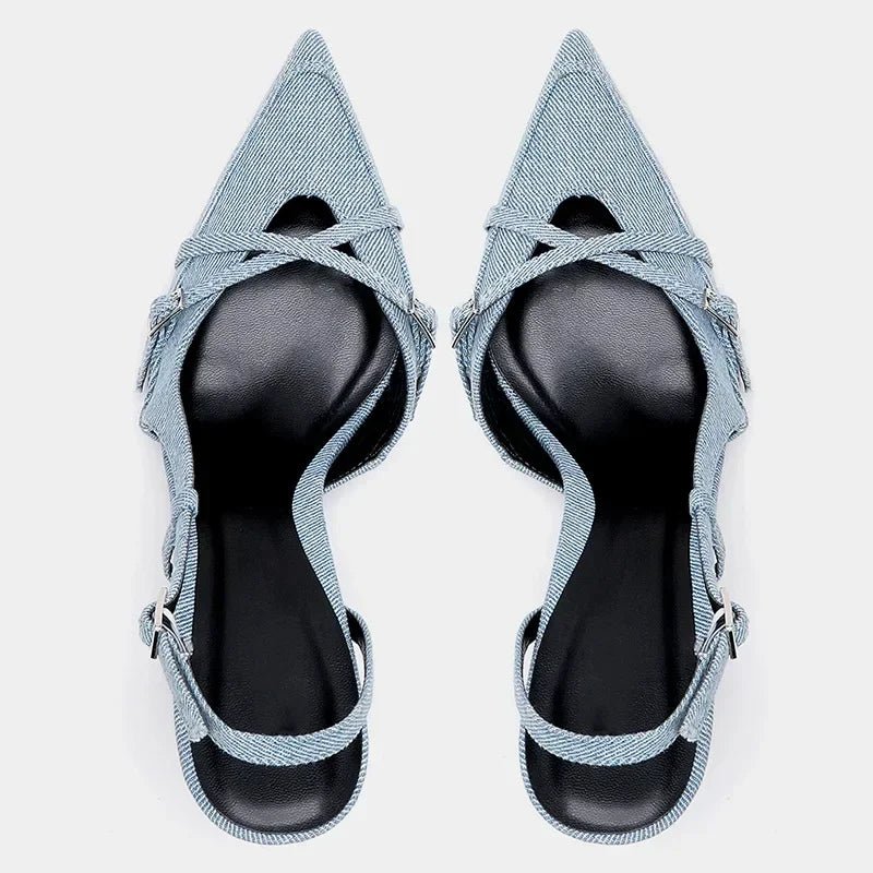 Kendall | Pointed Denim Stilettos in first_variant_option1 | Elegant Women&