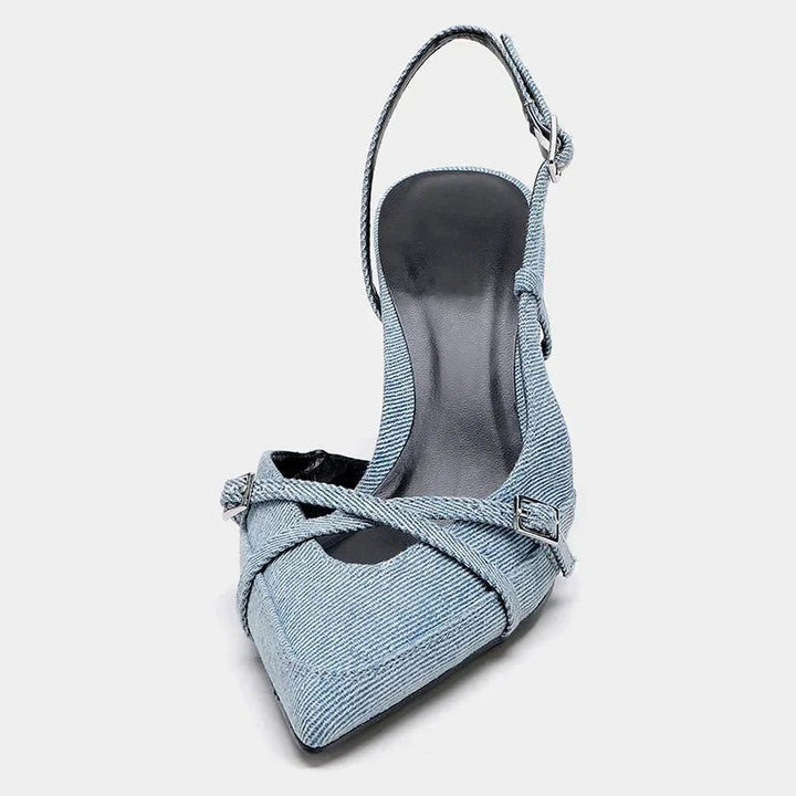 Kendall | Pointed Denim Stilettos in first_variant_option1 | Elegant Women&