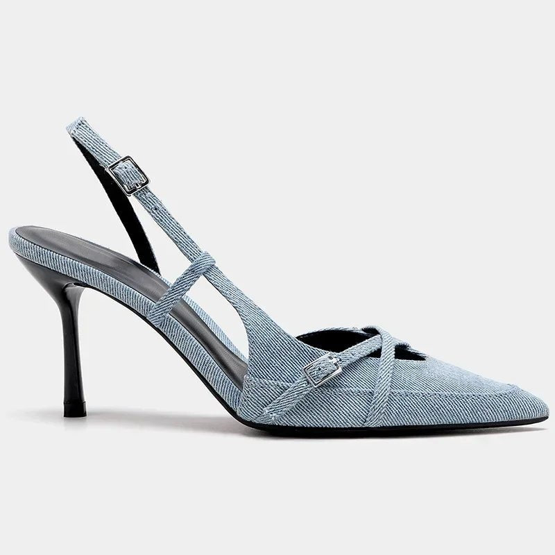 Kendall | Pointed Denim Stilettos in first_variant_option1 | Elegant Women&