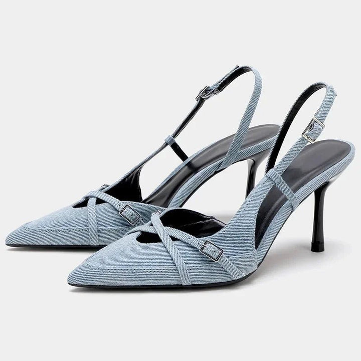 Kendall | Pointed Denim Stilettos in first_variant_option1 | Elegant Women&