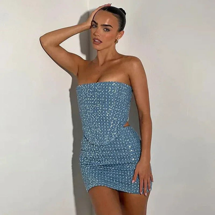 Kora | Sparkling Denim Co - ord in first_variant_option1 | Elegant Women&