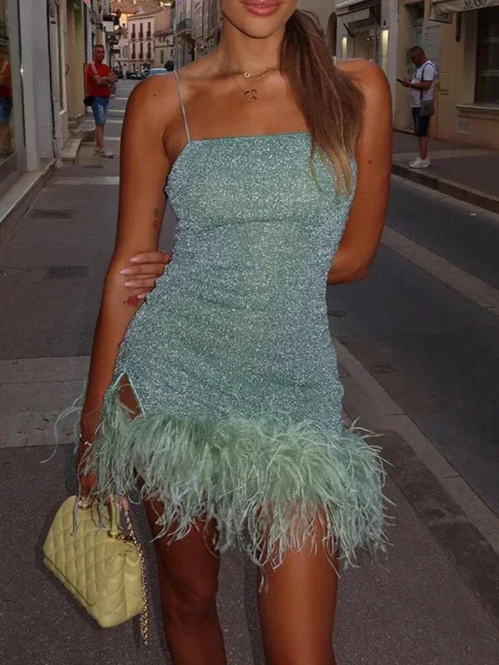 Lainey | Sparkling Feathered Dress in first_variant_option1 | Elegant Women&