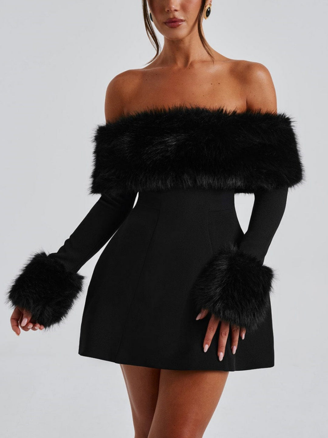 Laurel | Luxurious Fur Dress in first_variant_option1 | Elegant Women&