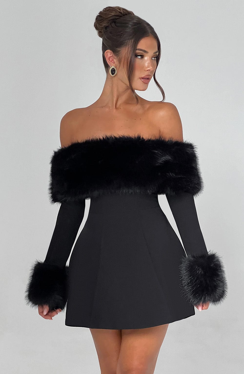 Laurel | Luxurious Fur Dress in first_variant_option1 | Elegant Women's Dress - Maeve The Label