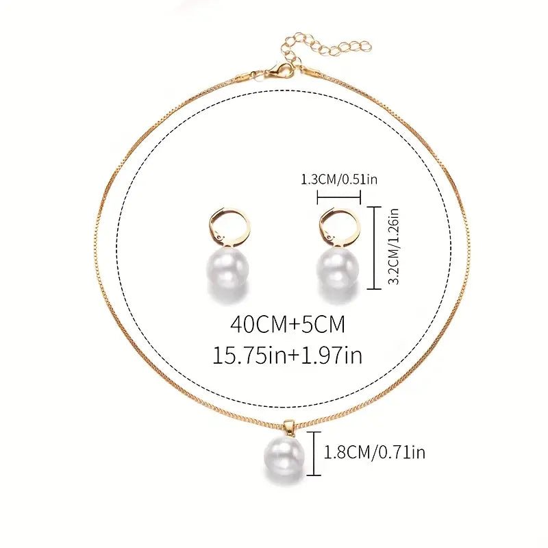 Leofwyn | Gold Pearl Drop Jewelry Set in first_variant_option1 | Elegant Women&
