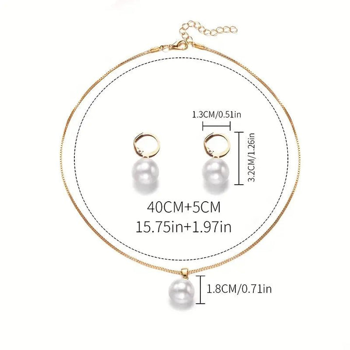 Leofwyn | Gold Pearl Drop Jewelry Set in first_variant_option1 | Elegant Women&