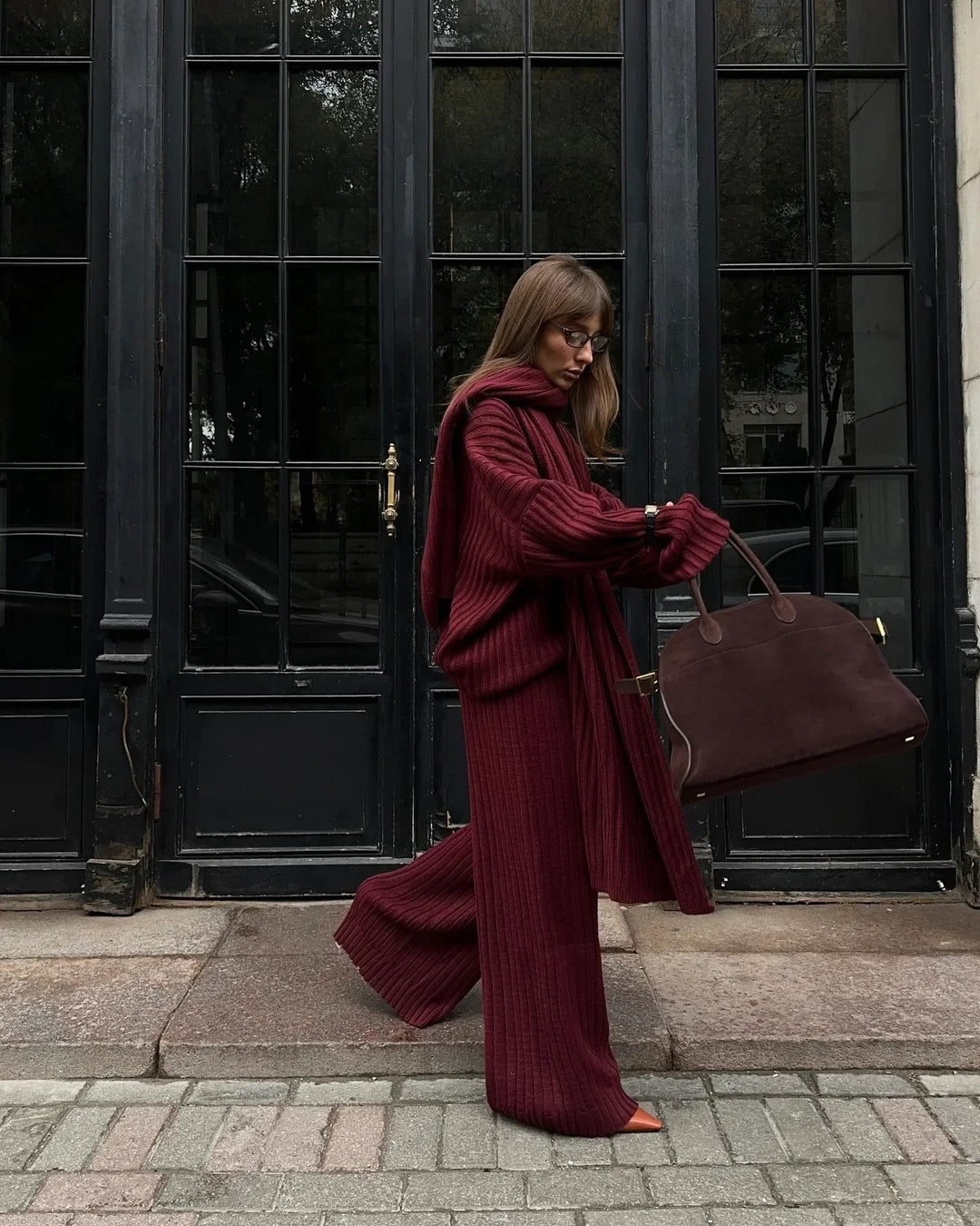 Leslie | Burgundy Knit Set in first_variant_option1 | Elegant Women&