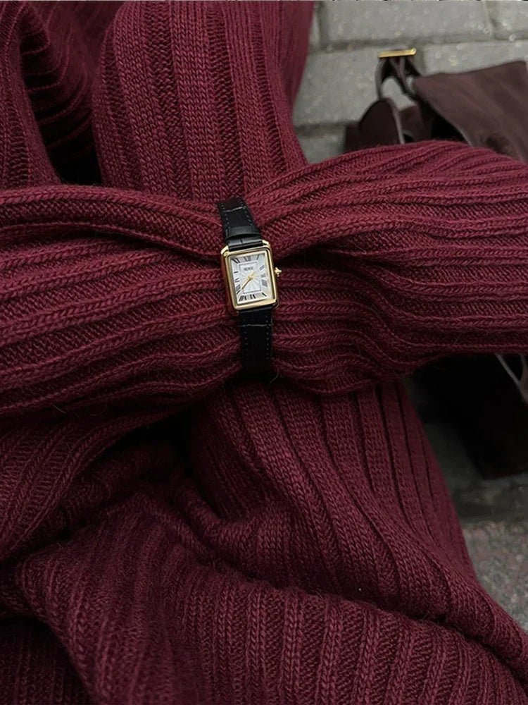 Leslie | Burgundy Knit Set in first_variant_option1 | Elegant Women&
