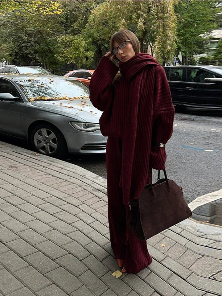 Leslie | Burgundy Knit Set in first_variant_option1 | Elegant Women&