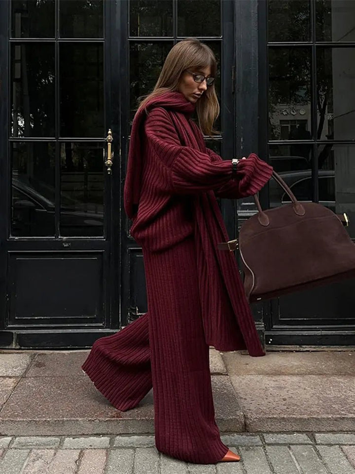 Leslie | Burgundy Knit Set in first_variant_option1 | Elegant Women&