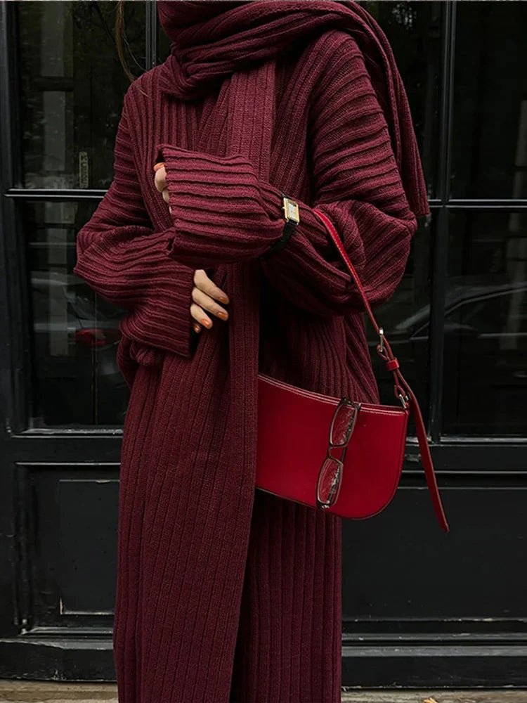 Leslie | Burgundy Knit Set in first_variant_option1 | Elegant Women&