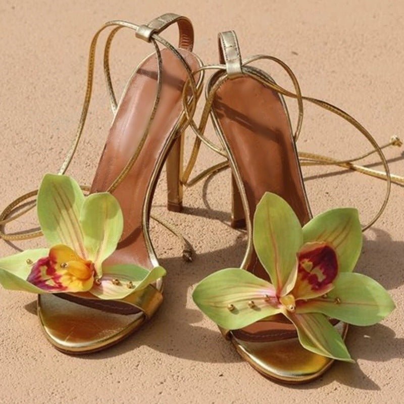 Lilibet | Strappy Flower Heels in first_variant_option1 | Elegant Women&