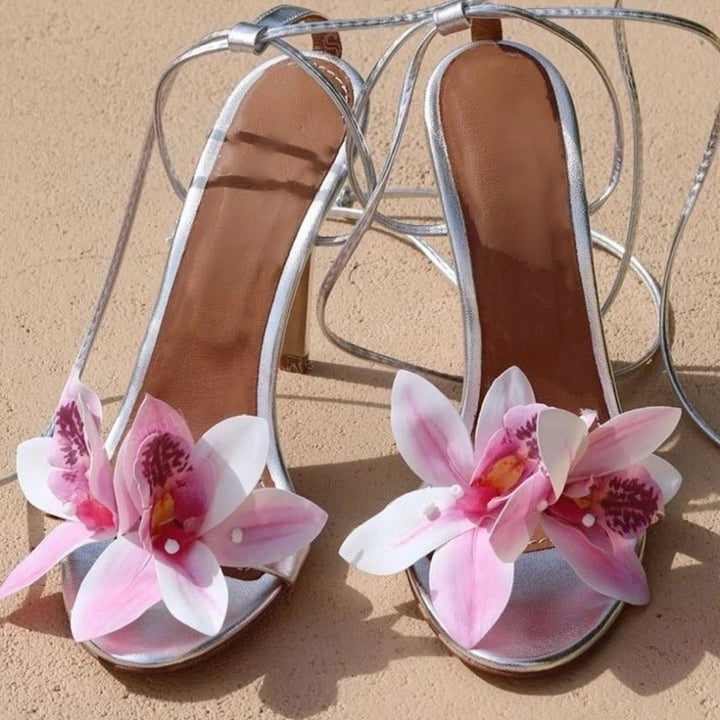 Lilibet | Strappy Flower Heels in first_variant_option1 | Elegant Women&