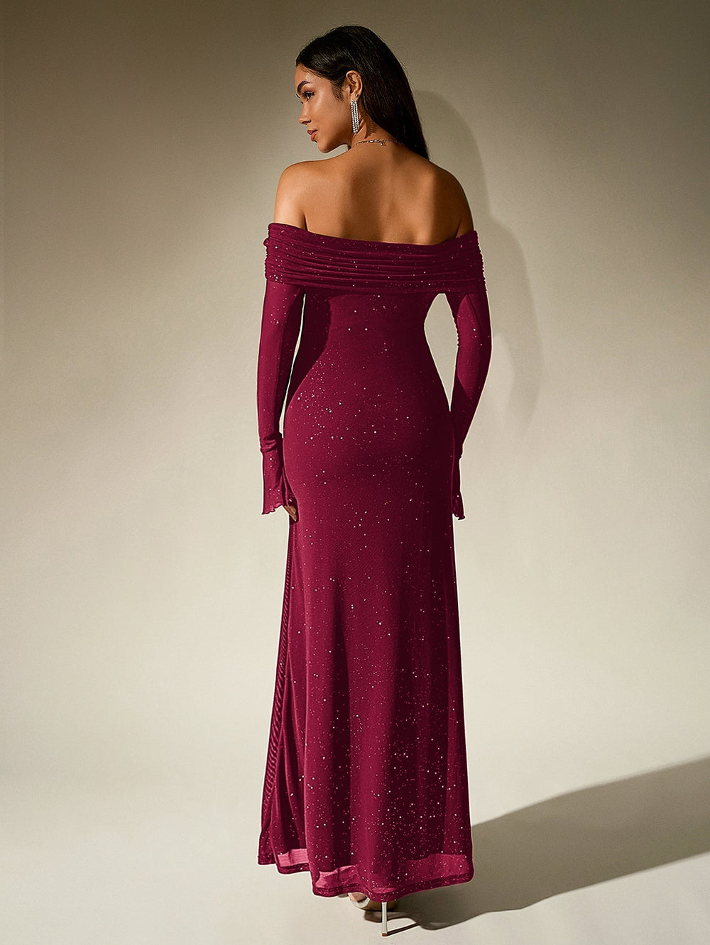 Liora | Off - Shoulder Sequin Flounce Dream Dress in first_variant_option1 | Elegant Women's Dress - Maeve The Label