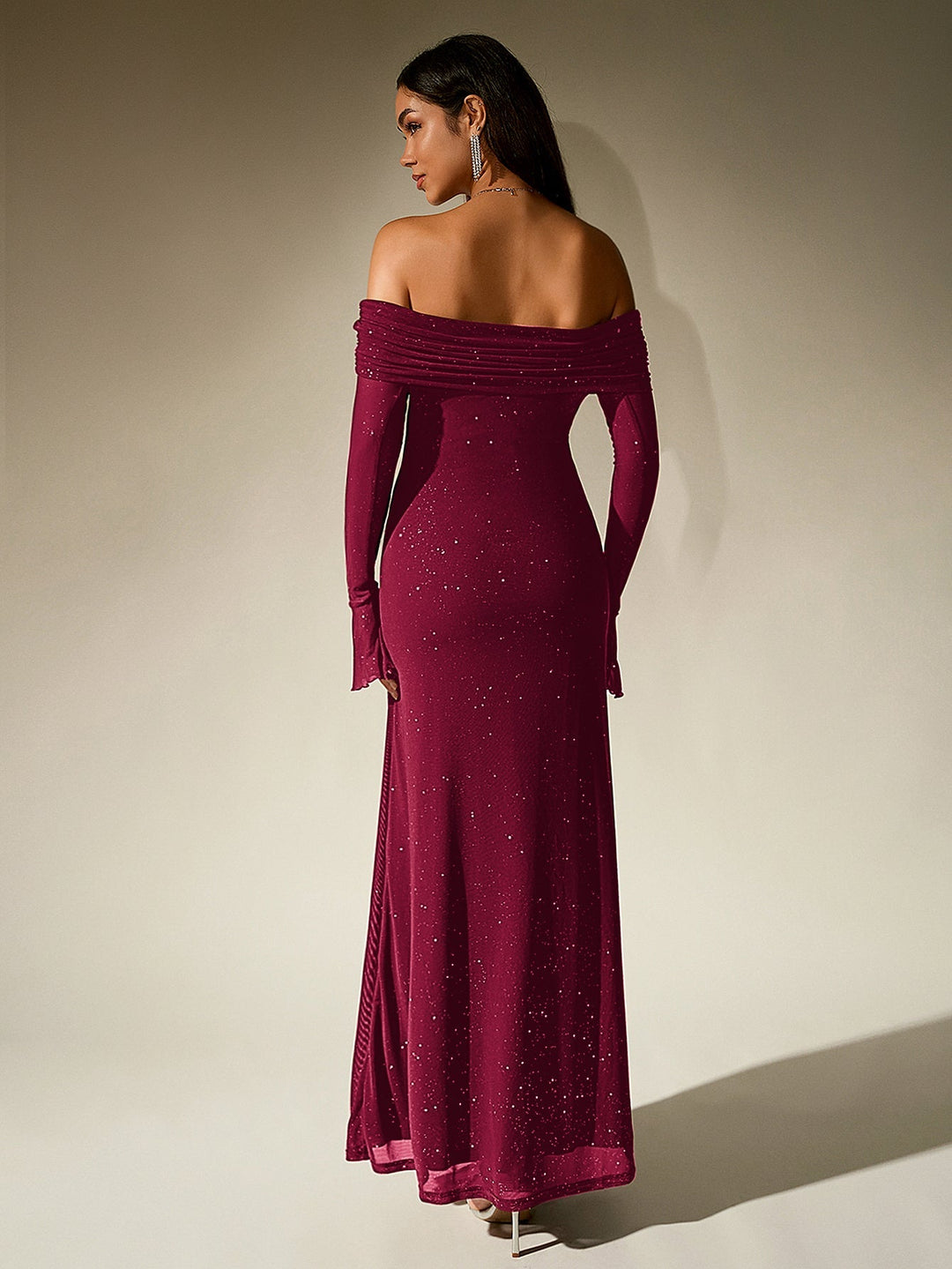 Liora | Off - Shoulder Sequin Flounce Dream Dress in first_variant_option1 | Elegant Women&