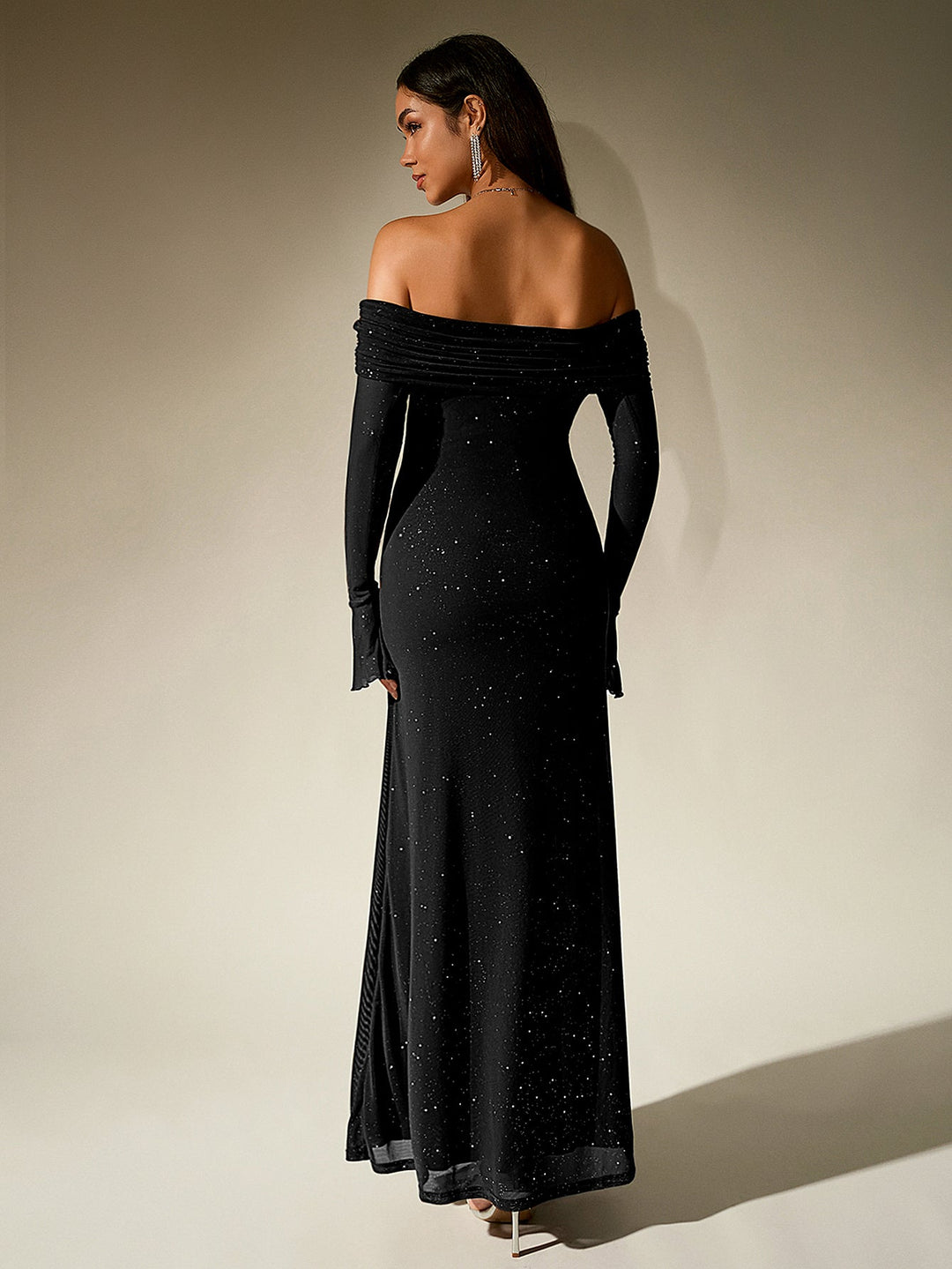 Liora | Off - Shoulder Sequin Flounce Dream Dress in first_variant_option1 | Elegant Women&