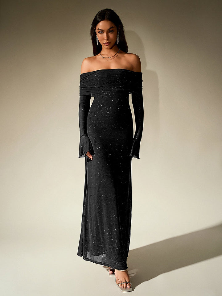 Liora | Off - Shoulder Sequin Flounce Dream Dress in first_variant_option1 | Elegant Women&
