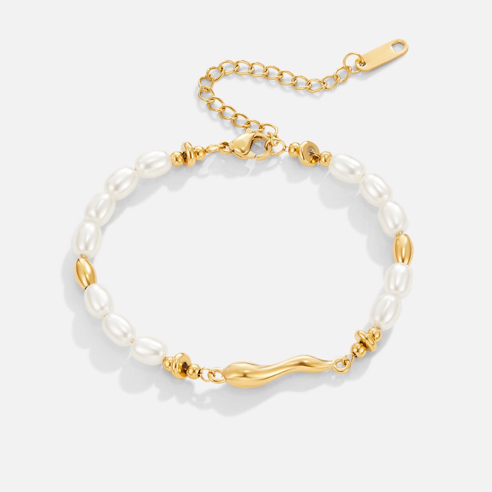 Veradis | Golden Wave Pearl Bracelet