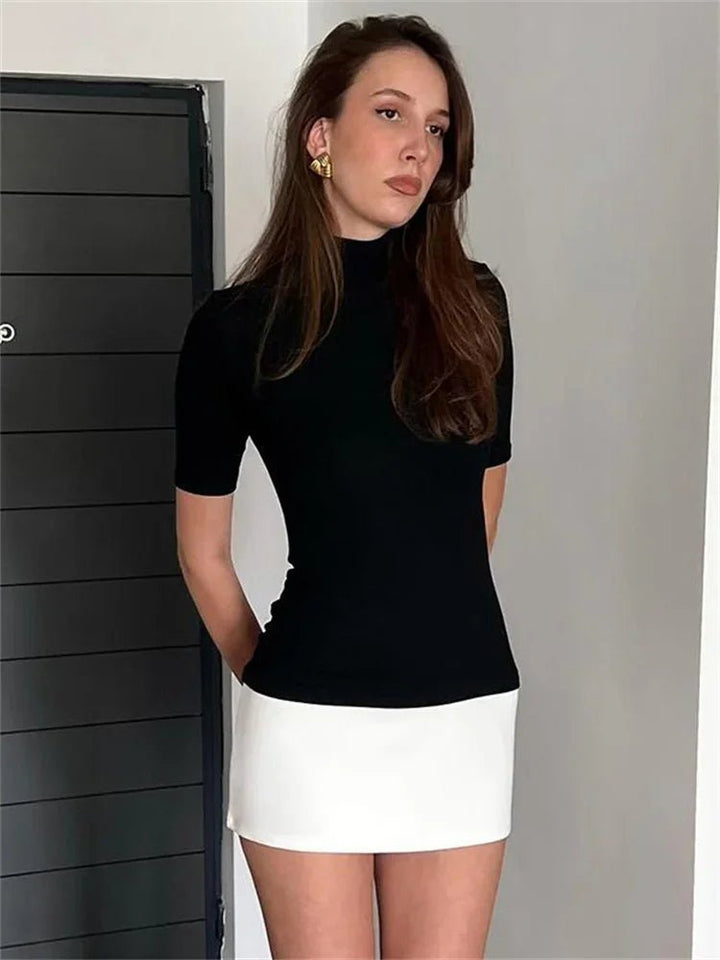 Maci | Contrast Mini Dress in first_variant_option1 | Elegant Women&