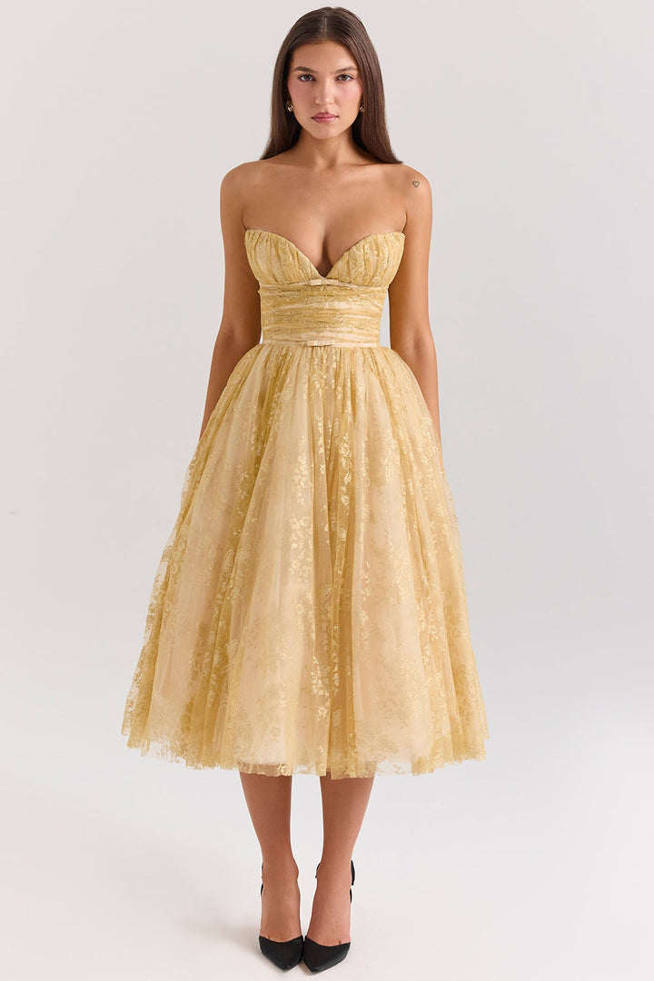 Belle | Golden Corset Dress