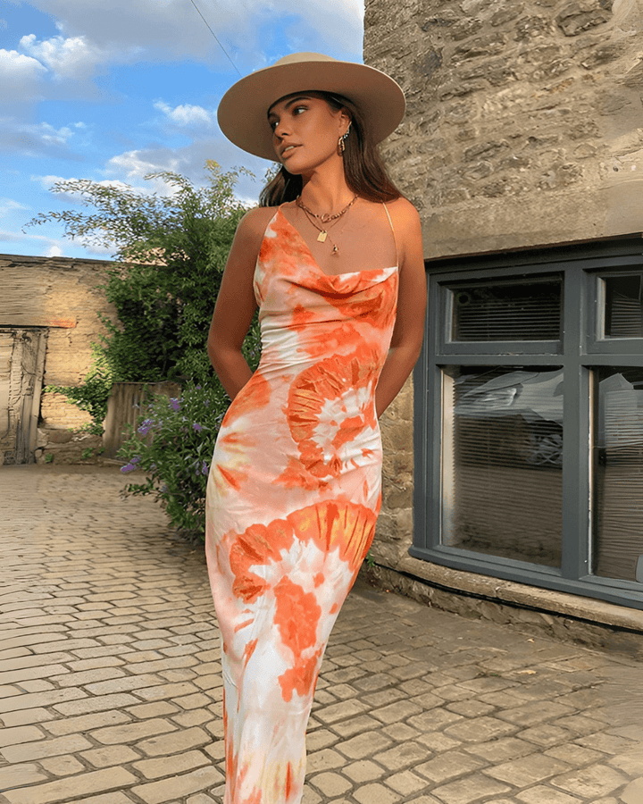 Marisol | Tie - Dye Satin Maxi Dress in first_variant_option1 | Elegant Women&