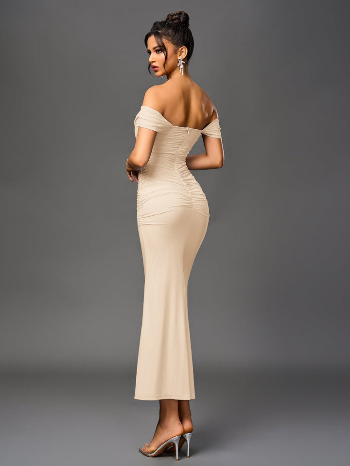 Mila | Off Shoulder Ruched Bodycon Dress in first_variant_option1 | Elegant Women&