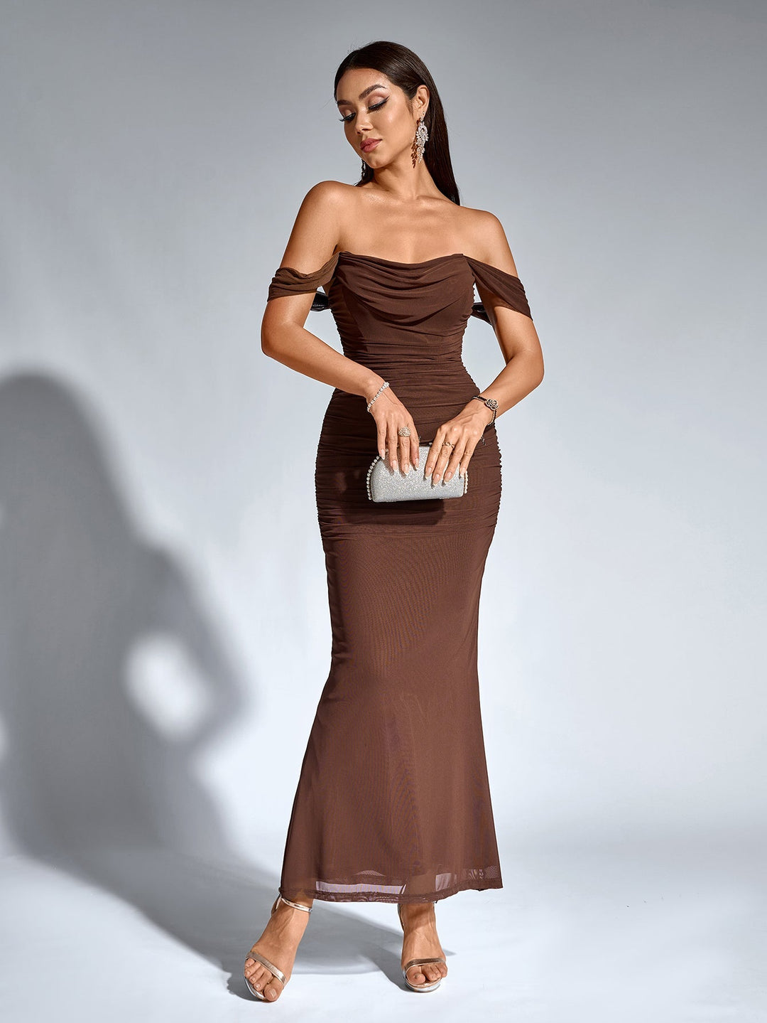 Mila | Off Shoulder Ruched Bodycon Dress in first_variant_option1 | Elegant Women&