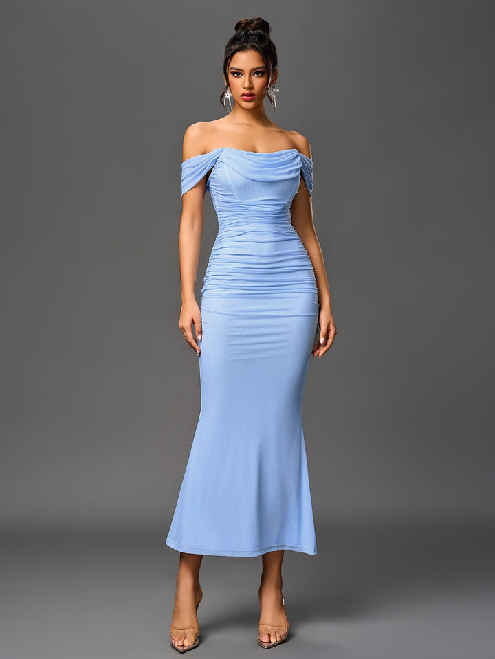 Mila | Off Shoulder Ruched Bodycon Dress in first_variant_option1 | Elegant Women&