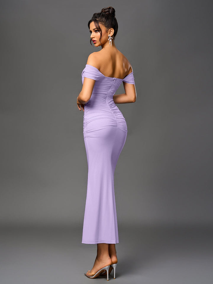 Mila | Off Shoulder Ruched Bodycon Dress in first_variant_option1 | Elegant Women&