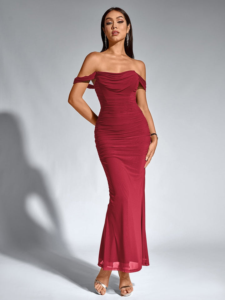 Mila | Off Shoulder Ruched Bodycon Dress in first_variant_option1 | Elegant Women&