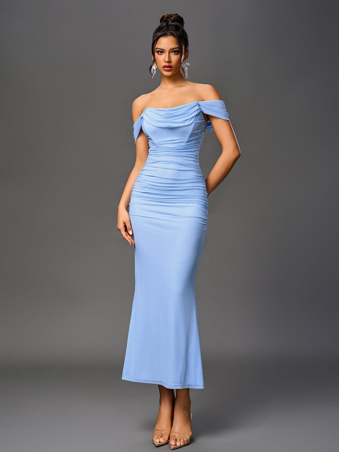 Mila | Off Shoulder Ruched Bodycon Dress in first_variant_option1 | Elegant Women&