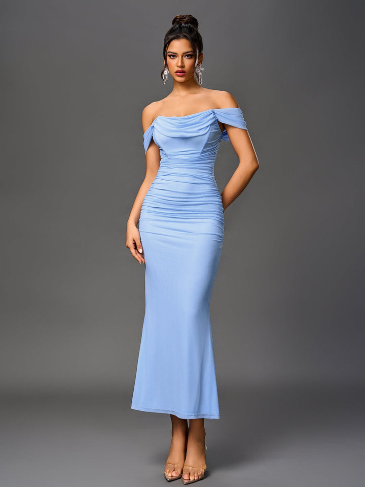 Mila | Off Shoulder Ruched Bodycon Dress in first_variant_option1 | Elegant Women&