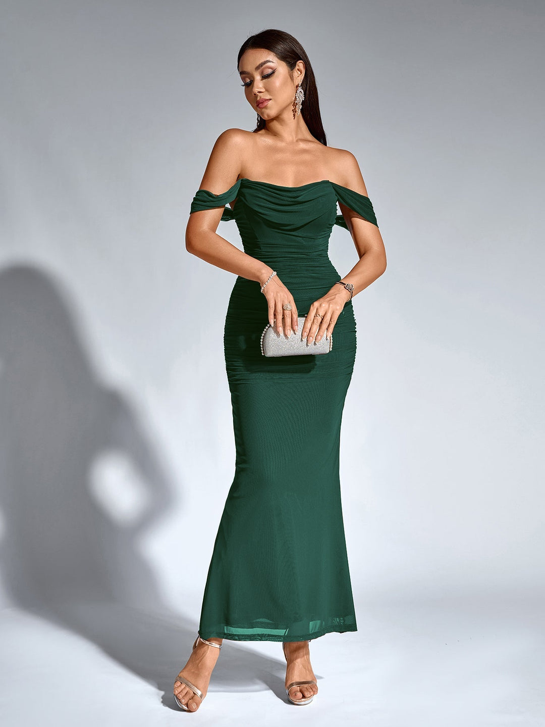 Mila | Off Shoulder Ruched Bodycon Dress in first_variant_option1 | Elegant Women&