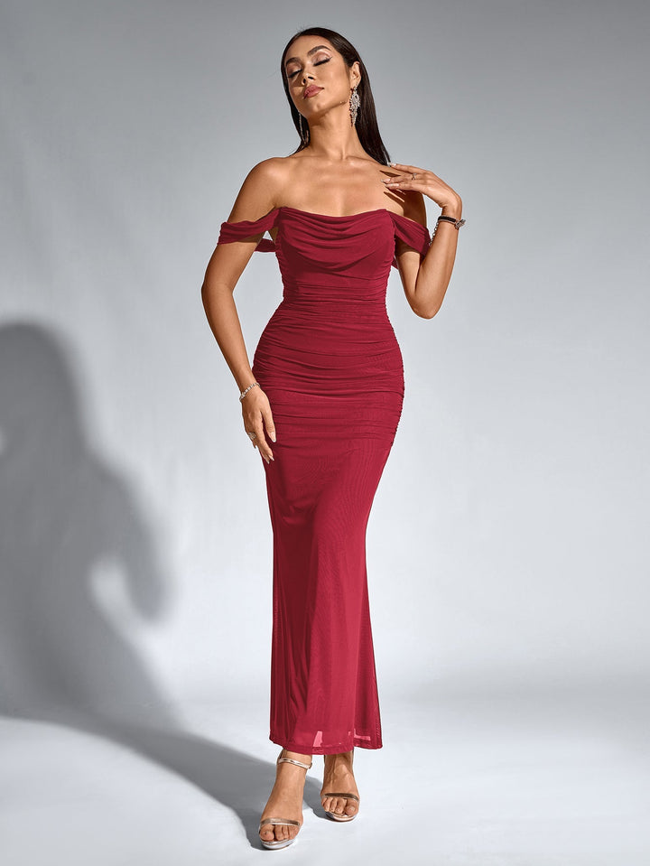 Mila | Off Shoulder Ruched Bodycon Dress in first_variant_option1 | Elegant Women&