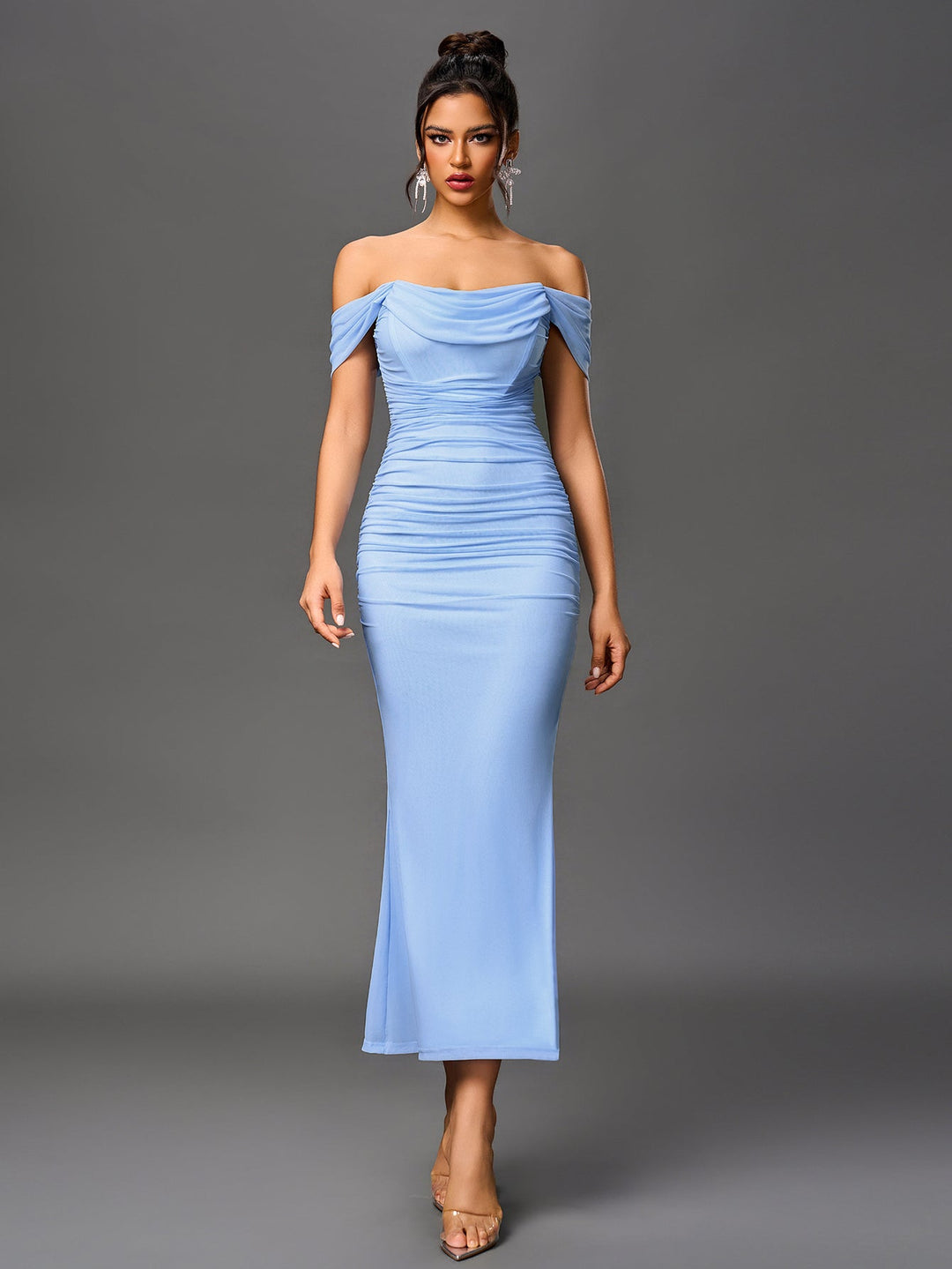 Mila | Off Shoulder Ruched Bodycon Dress in first_variant_option1 | Elegant Women&