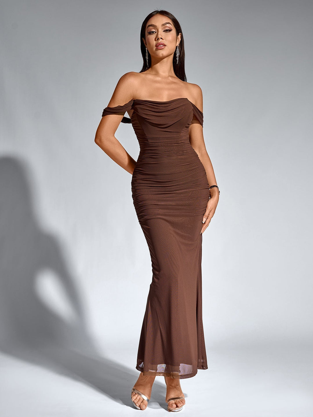 Mila | Off Shoulder Ruched Bodycon Dress in first_variant_option1 | Elegant Women&