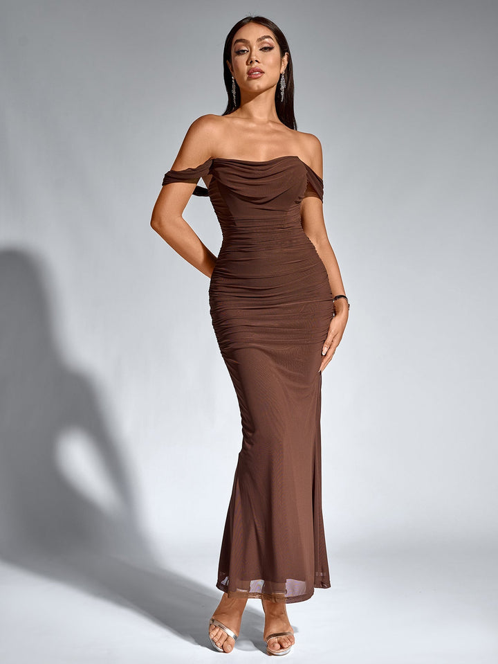 Mila | Off Shoulder Ruched Bodycon Dress in first_variant_option1 | Elegant Women&