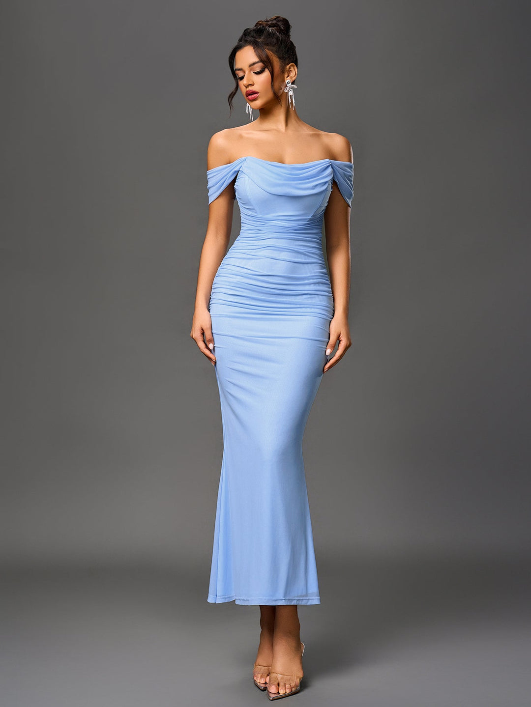 Mila | Off Shoulder Ruched Bodycon Dress in first_variant_option1 | Elegant Women&